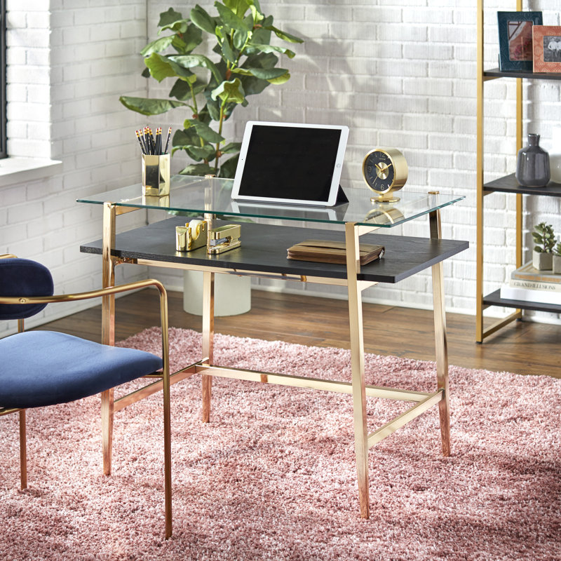 Geri Glass Top Metal Base Writing Desk